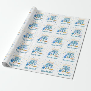 Papel De Presente Feriado Decorativo de Menorah Hanukkah