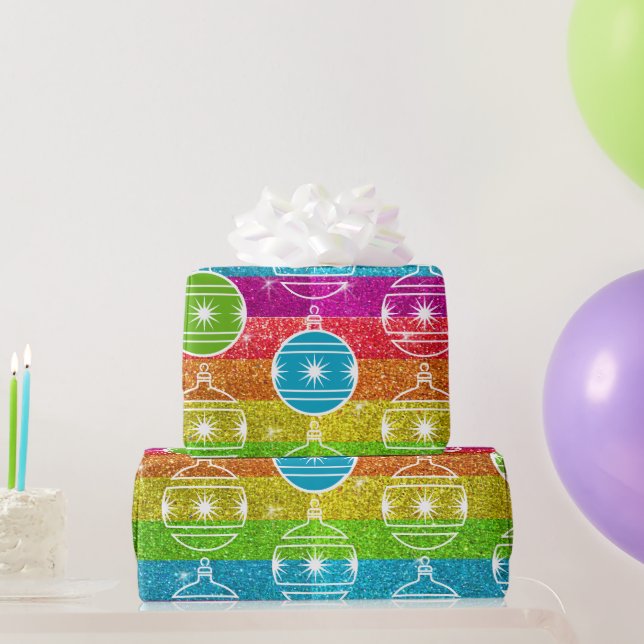 Papel De Presente Feriado do Enfeites de natal Rainbow Glitter (Presentes para festas)