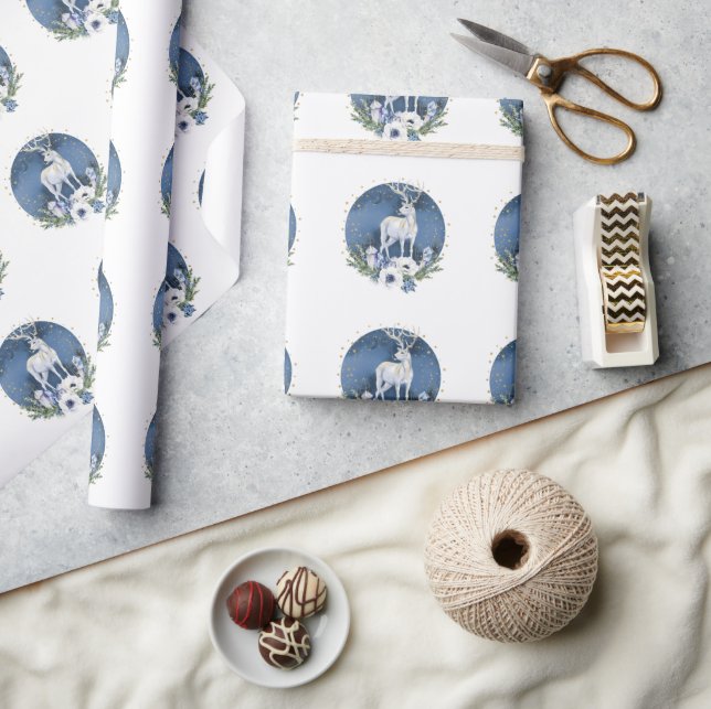 Papel De Presente Feriado do Solstício de inverno Velho Azul Natal (Artesanato)