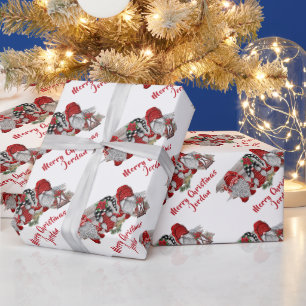 Papel De Presente Feriado dos Gnomos Felizes de Natal Personalizado
