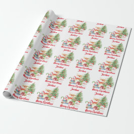 Papel De Presente Feriado dos Gnomos Felizes de Natal Personalizado