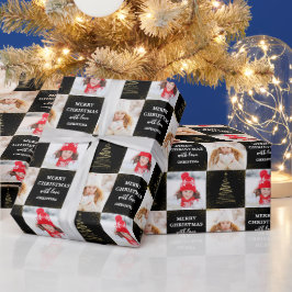 Papel De Presente Feriado Dourado de Natal Personalizado 2 Foto Pret