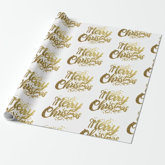 Papel De Presente Feriado Dourado Elegante de Natal Moderno (Desenrolado)