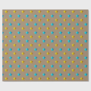 Papel De Presente Feriado Dourado Rustic Kraft Turquoise Blue