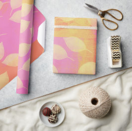 Papel De Presente Feriado em Amarelo, Terracotta e Rosa