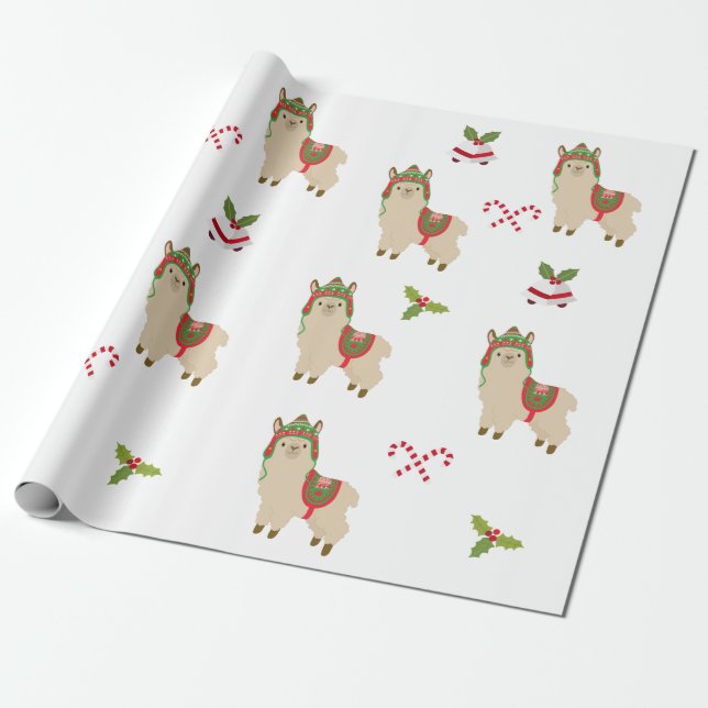 Papel De Presente Feriado Ferioso, Llama Alpaca (Desenrolado)