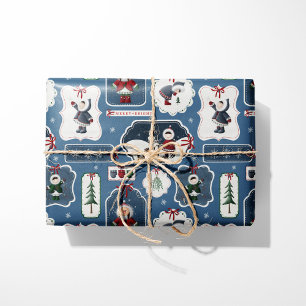 Papel De Presente Feriado Fesco - Etiquetas Eskimo Azul