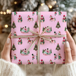 Papel De Presente Feriado Festivo de Natal Rosa Festivo