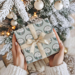 Papel De Presente Feriado Florestal de Pinheiros de Cor Verde de Nat