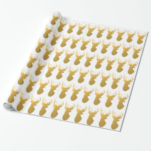 Papel De Presente Feriado moderno da silhueta Dourado dos cervos