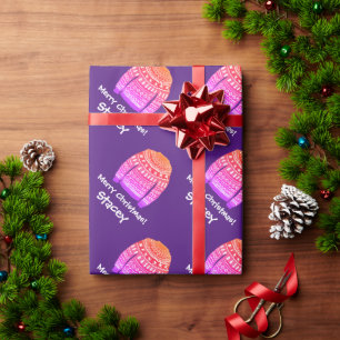 Papel De Presente Feriado personalizado com padrão de suéter de Na