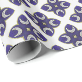 Papel De Presente Feriado Real Azul e Dourado de Luxo