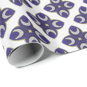 Papel De Presente Feriado Real Azul e Dourado de Luxo