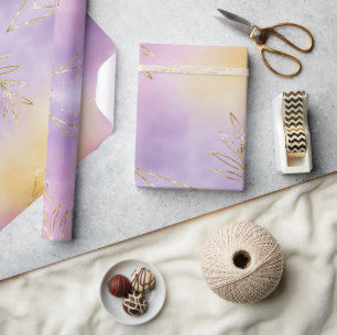 Papel De Presente Feriado Roxo Elegante Flocos de Neve estrelas Nata