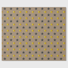 Papel De Presente Feriado Rustic Kraft Black Dourado Stars