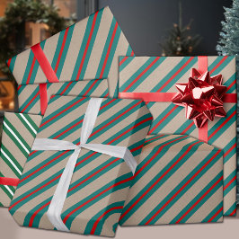 Papel De Presente Feriado Rustic Kraft Teal Green - Grande Greve Ver