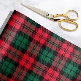 Papel De Presente Feriado Rustic Red and Green Tartan Xadrez