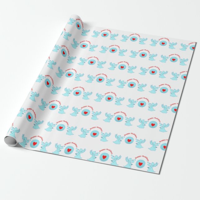 Papel De Presente Feriados Angélicos Fofos (Desenrolado)