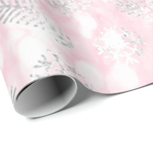 Papel De Presente Feriados cor-de-rosa Snowflak da árvore de Natal