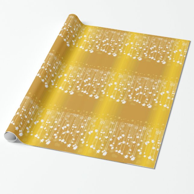 Papel De Presente Feriados da Glittery em Papel Dourado de Embalagem (Desenrolado)