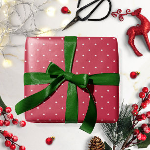 Papel De Presente Feriados de Bolinhas Vermelhas e Brancas de Natal 