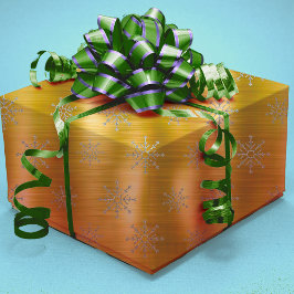 Papel De Presente feriados de flocos de neve de Natal de ouro pratea