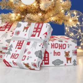 Papel De Presente Feriados de inverno em Papais noeis de Natal bonit