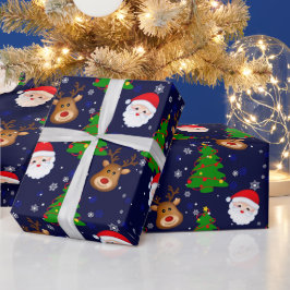 Papel De Presente Feriados de inverno em Papais noeis de Natal bonit