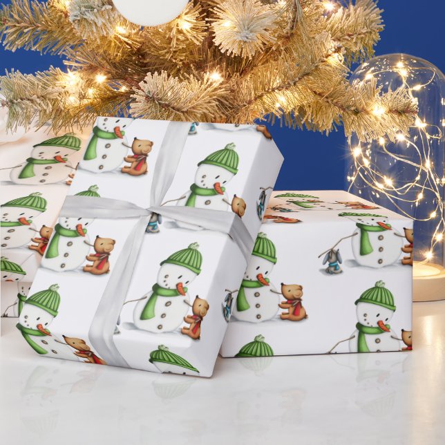 Papel De Presente Feriados de Natal de Bonito Moderno Snowman (Feriados)