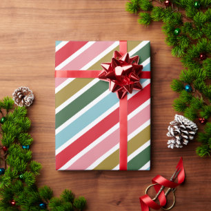 Papel De Presente Feriados de Natal de Greve Colorida Retroativos