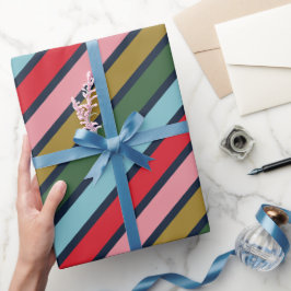 Papel De Presente Feriados de Natal de Greve Colorida Retroativos