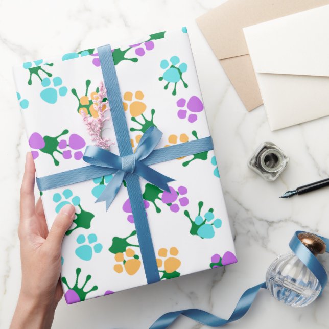 Papel De Presente Feriados de Natal impressão e patas verdes (Presentear)