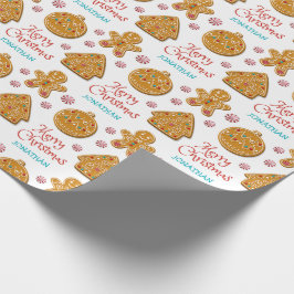 Papel De Presente Feriados de Nome Personalizado de Cookies de Natal