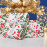 Papel De Presente Feriados de Watercolor Christmas Holly Berries<br><div class="desc">Um padrão sem costura de delicados botânicos de cor d'água que retratam as groselhas clássicas.</div>
