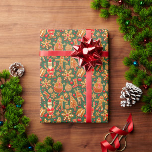 Papel De Presente Feriados do Natal Cookie em Verde
