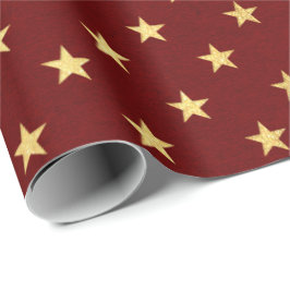 Papel De Presente Feriados Dourados da Maroon Vermelha Burgundy