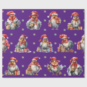 Papel De Presente Feriados Engraçados Feriados de Frango Roxo