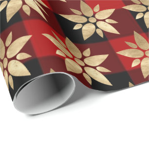 Papel De Presente Feriados Feliz Natal Buffalo Stars Vermelho Dourad