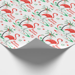 Papel De Presente Feriados felizes da Feliz Flamingo de Natal Vermel