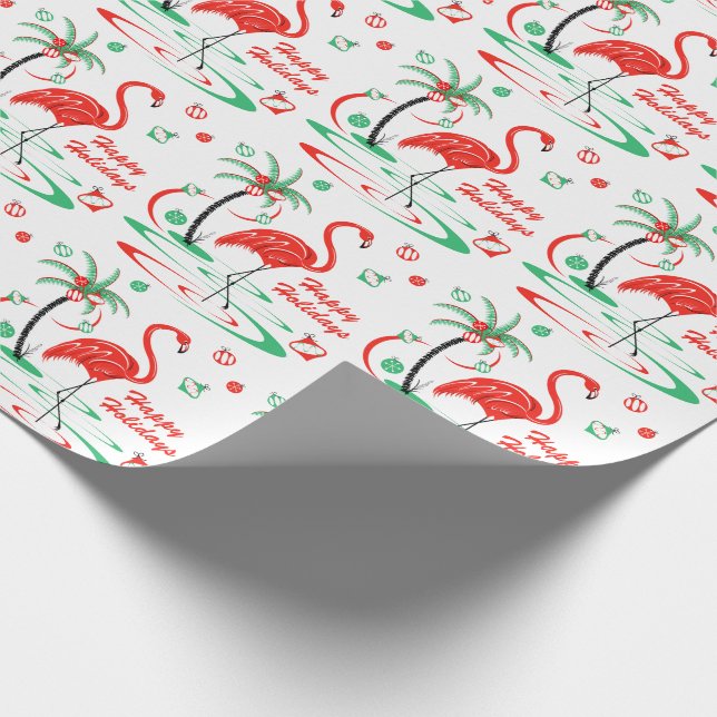 Papel De Presente Feriados felizes da Feliz Flamingo de Natal Vermel (Ponta)