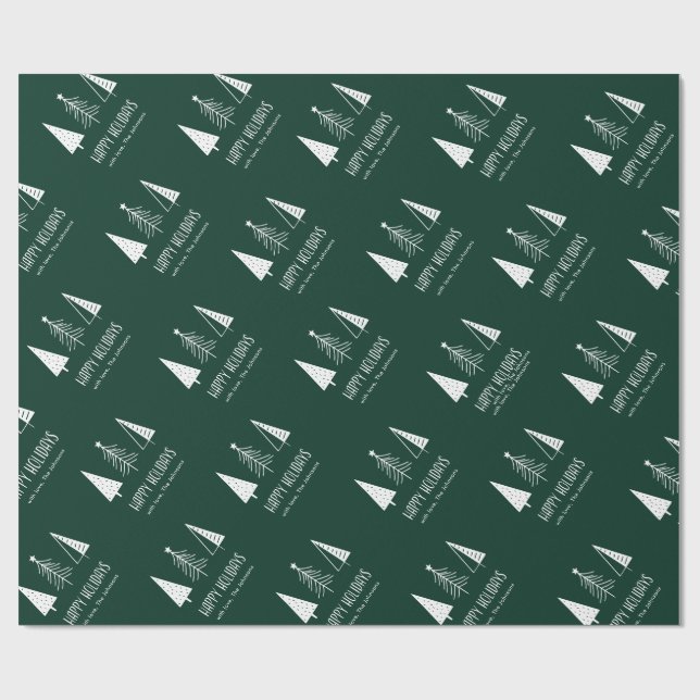 Papel De Presente Feriados Felizes Personalizados Molho Festivo Verd (Aberto)