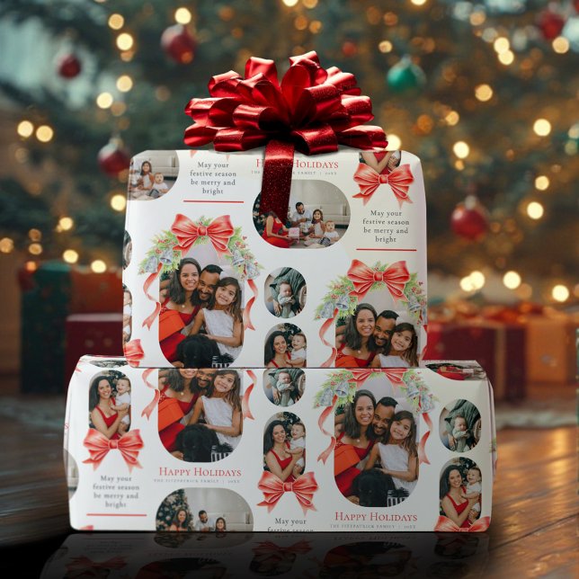 Papel De Presente Feriados Felizes sinos arcos fotografia d'água (Criador carregado)