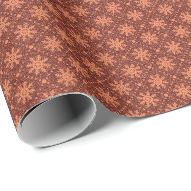 Papel De Presente Feriados Líquidos do Burgundy Maroon Copper Snowfl (Ponta do rolo)