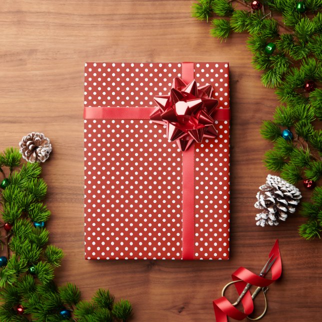Papel De Presente Férias de Bolinha Vermelha (Presente de Natal)