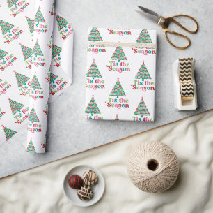 Papel De Presente Férias de Natal Cores Divertidas e Iluminadas Mode