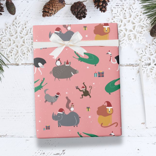 Papel De Presente Férias de Natal de Animais Selvagens (Wildlife Animals Christmas Holiday Wrapping Paper)