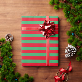 Papel De Presente Férias de Natal Vermelho e Verde Listrado