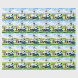 Papel De Presente Férias de Páscoa de golfe com carrinho de golfe e