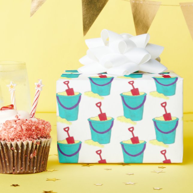 Papel De Presente Férias de Verão da Pilha Balde de areia dos brinqu (Festa de aniversário)