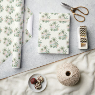 Papel De Presente Férias de Verão Palmeiras de coco, folhas de Monst